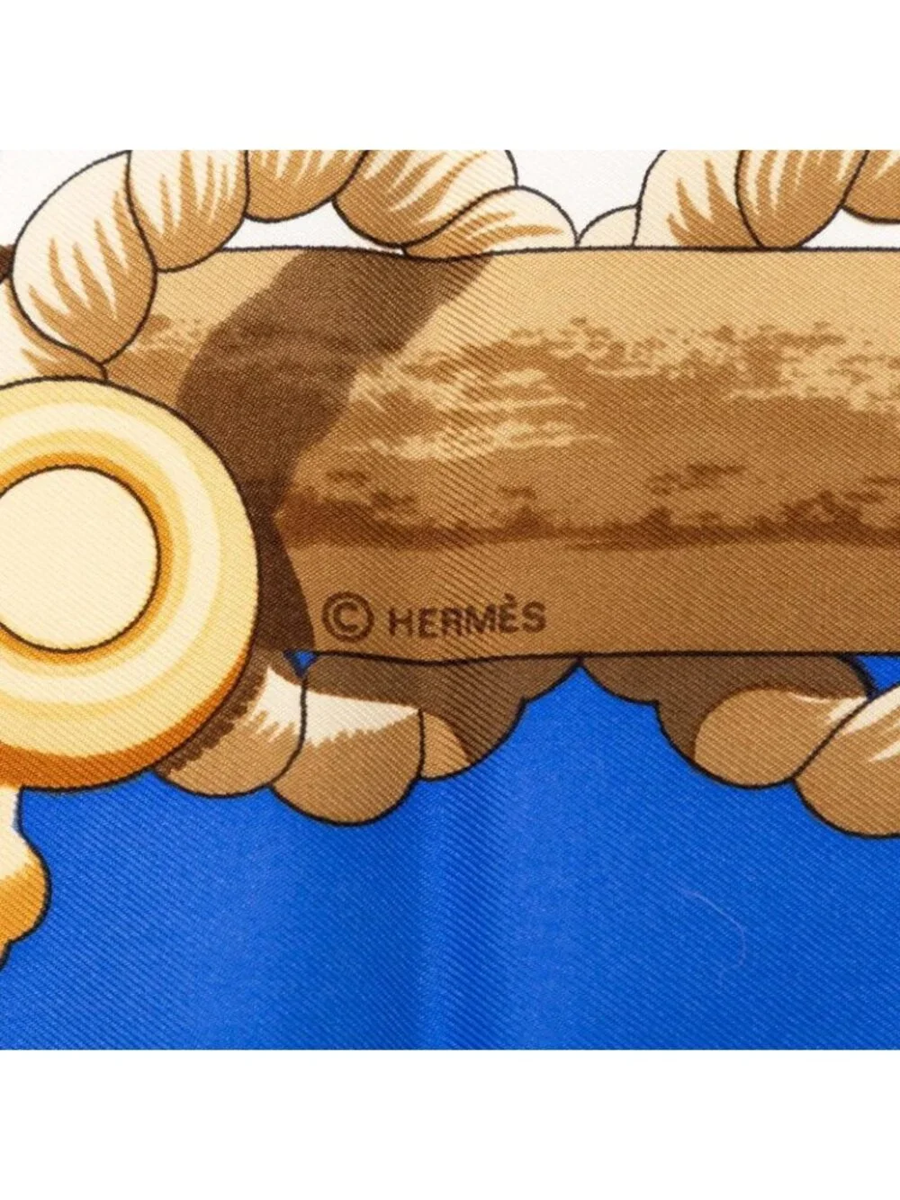 Hermes Carre 90 Tribord Sailing Ship Scarf Blue Multicolor Silk